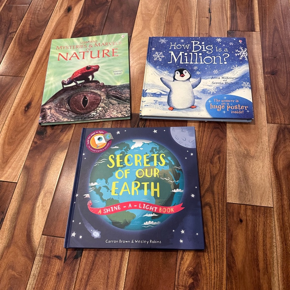 Lot of 3 Usborne books nature penguins secrets of our earth